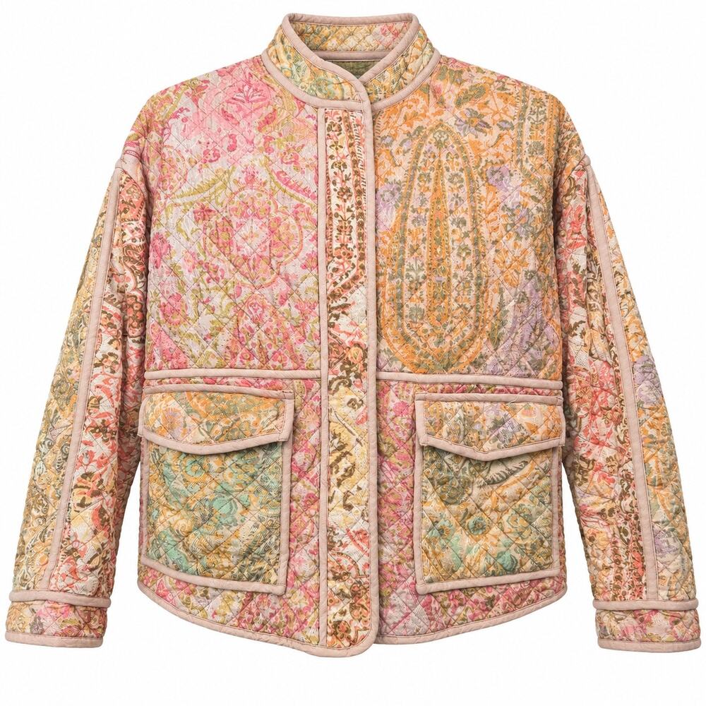 Zara Quilted Patchwork Floral Paisley Jacket Boho Cottagecore